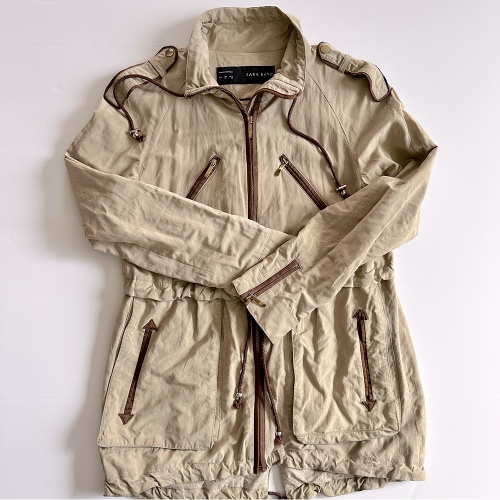 Zara Utility Military Equestrian Jacket Tan Size Small - Picture 4 of 15